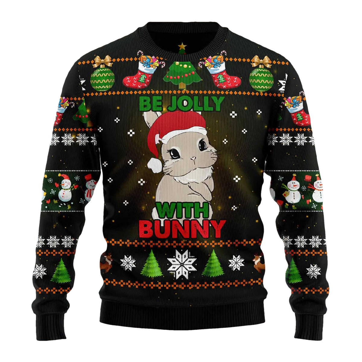 Be Jolly With Bunny Ugly Christmas Sweater - Moonbestprint