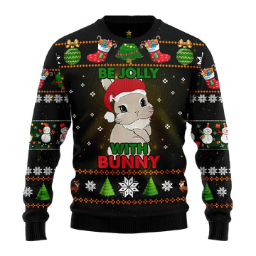 Be Jolly With Bunny Ugly Christmas Sweater - Moonbestprint