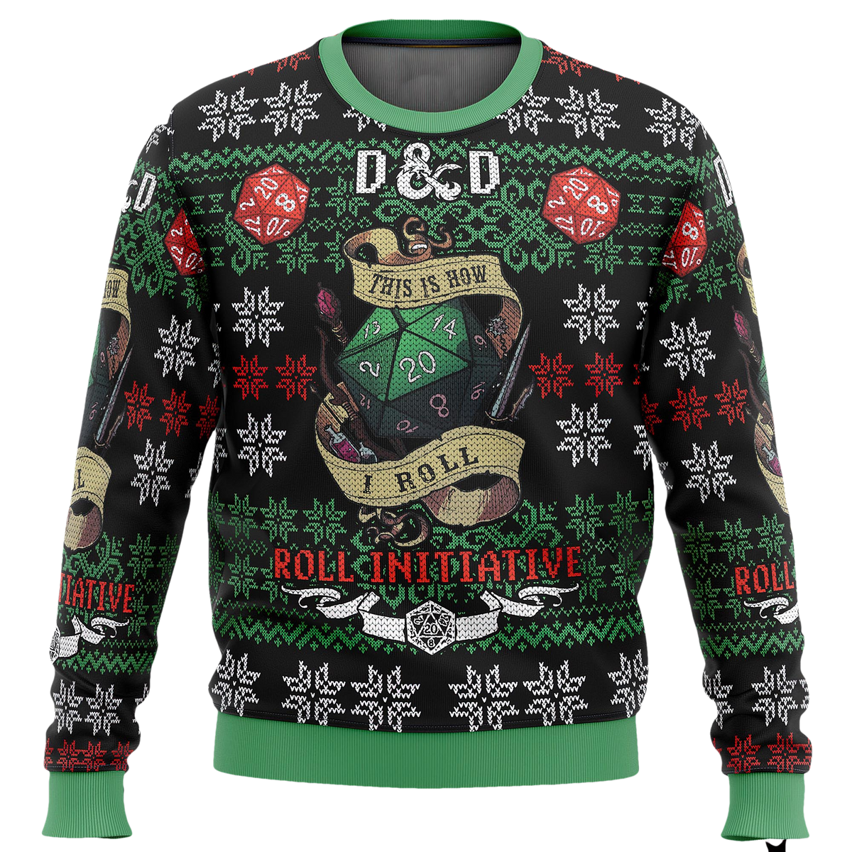Roll Initiative Dungeons & Dragons Ugly Christmas Sweater - Moonbestprint