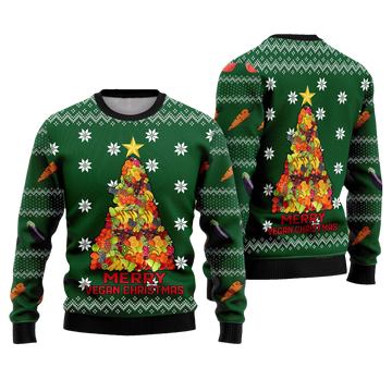 Merry Vegan Ugly Christmas Sweater - Moonbestprint