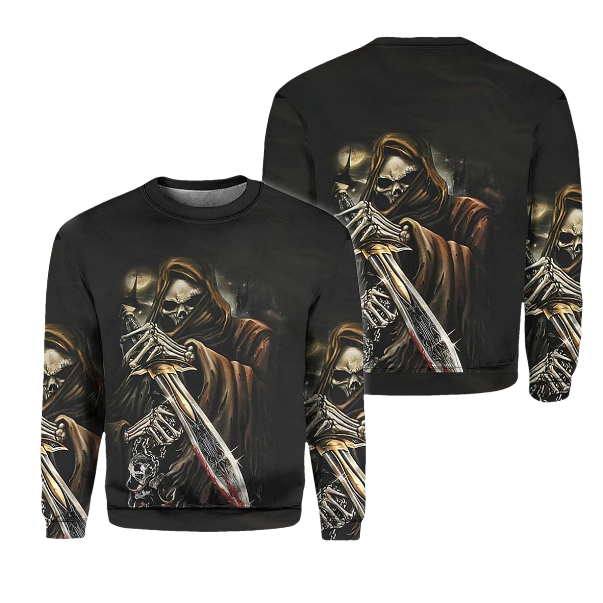 Scary Skull Dark Warrior Christmas Ugly Sweater - Moonbestprint