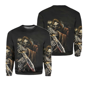 Scary Skull Dark Warrior Christmas Ugly Sweater - Moonbestprint