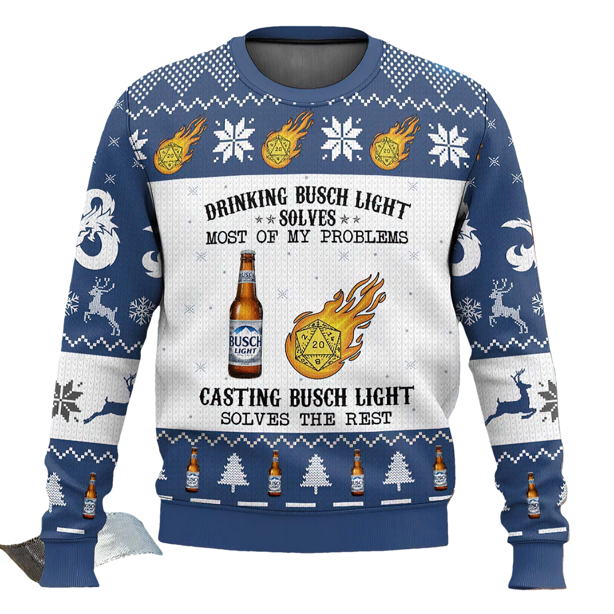 Busch Light Drinking Dungeon And Dragons Ugly Christmas Sweater - Moonbestprint
