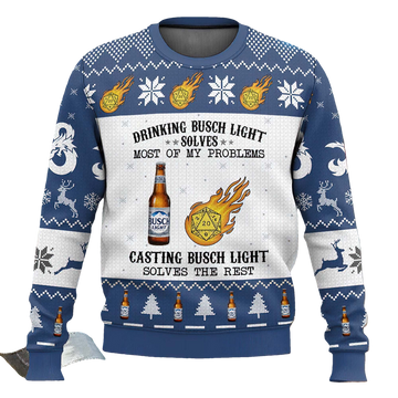 Busch Light Drinking Dungeon And Dragons Ugly Christmas Sweater - Moonbestprint