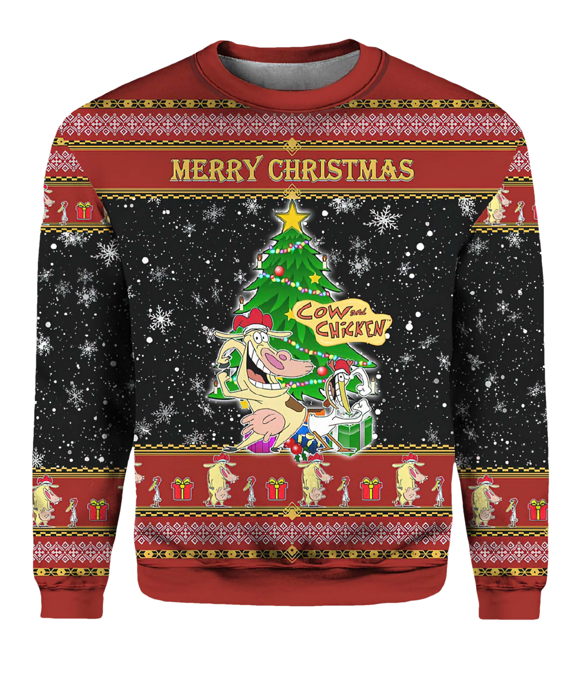 Cow And Chicken Christmas Sweater - Moonbestprint