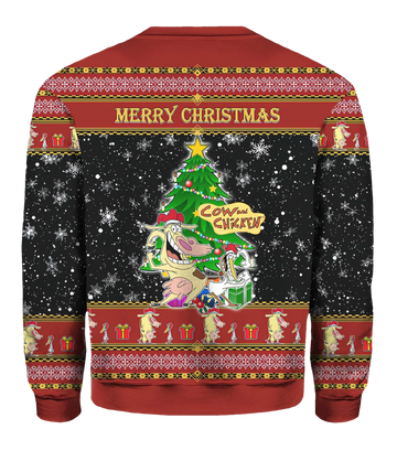 Cow And Chicken Christmas Sweater - Moonbestprint