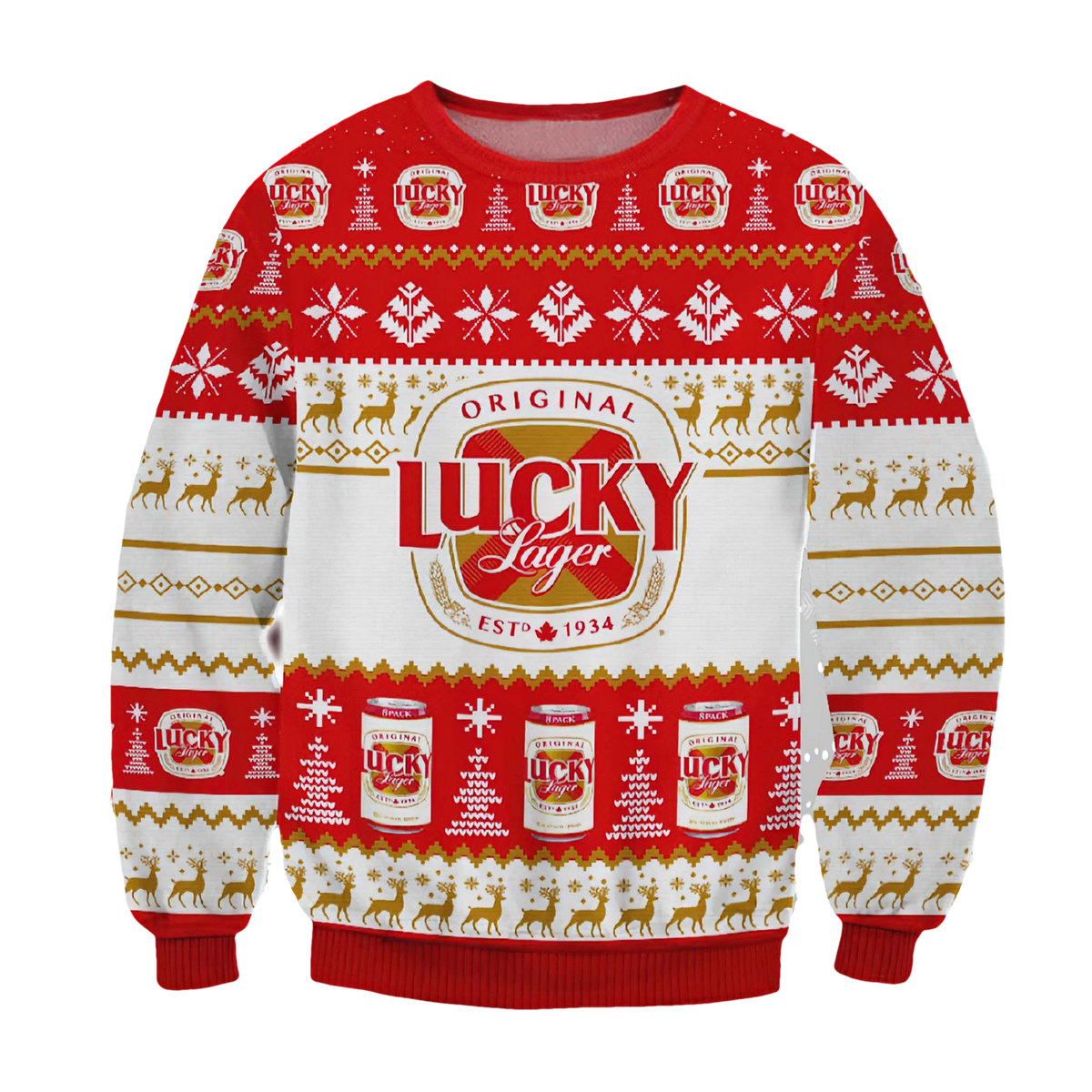 Lucky Lager Christmas Ugly Sweater - Moonbestprint
