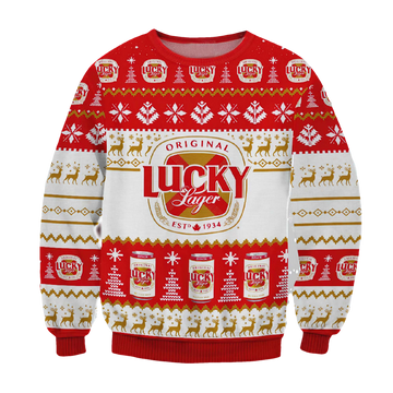 Lucky Lager Christmas Ugly Sweater - Moonbestprint