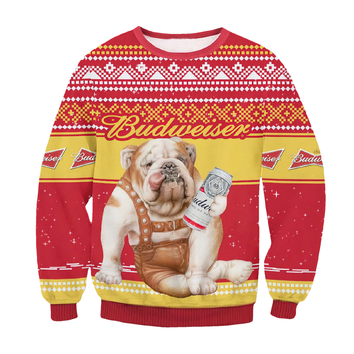 Budweiser Bulldog Ugly Christmas Sweater - Moonbestprint