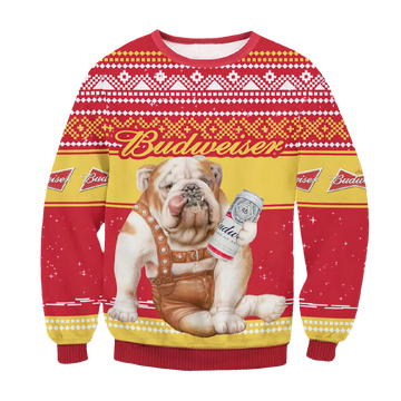 Budweiser Bulldog Ugly Christmas Sweater - Moonbestprint