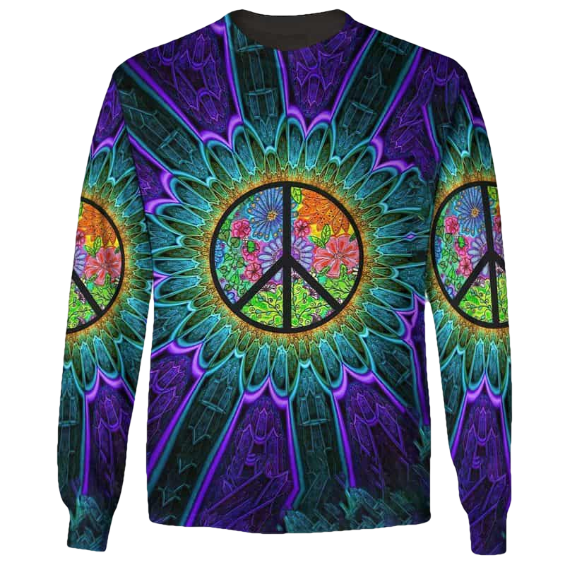 Peace Hippie Trippy Flower 3D Over Print Sweatshirt - Moonbestprint