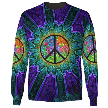 Peace Hippie Trippy Flower 3D Over Print Sweatshirt - Moonbestprint