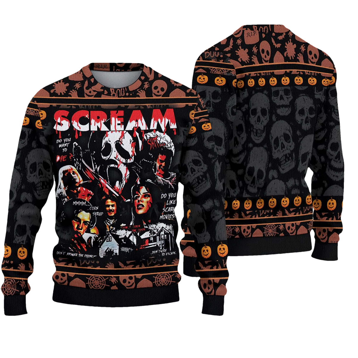 Scream Movie Ugly Sweater Christmas Sweater - Moonbestprint