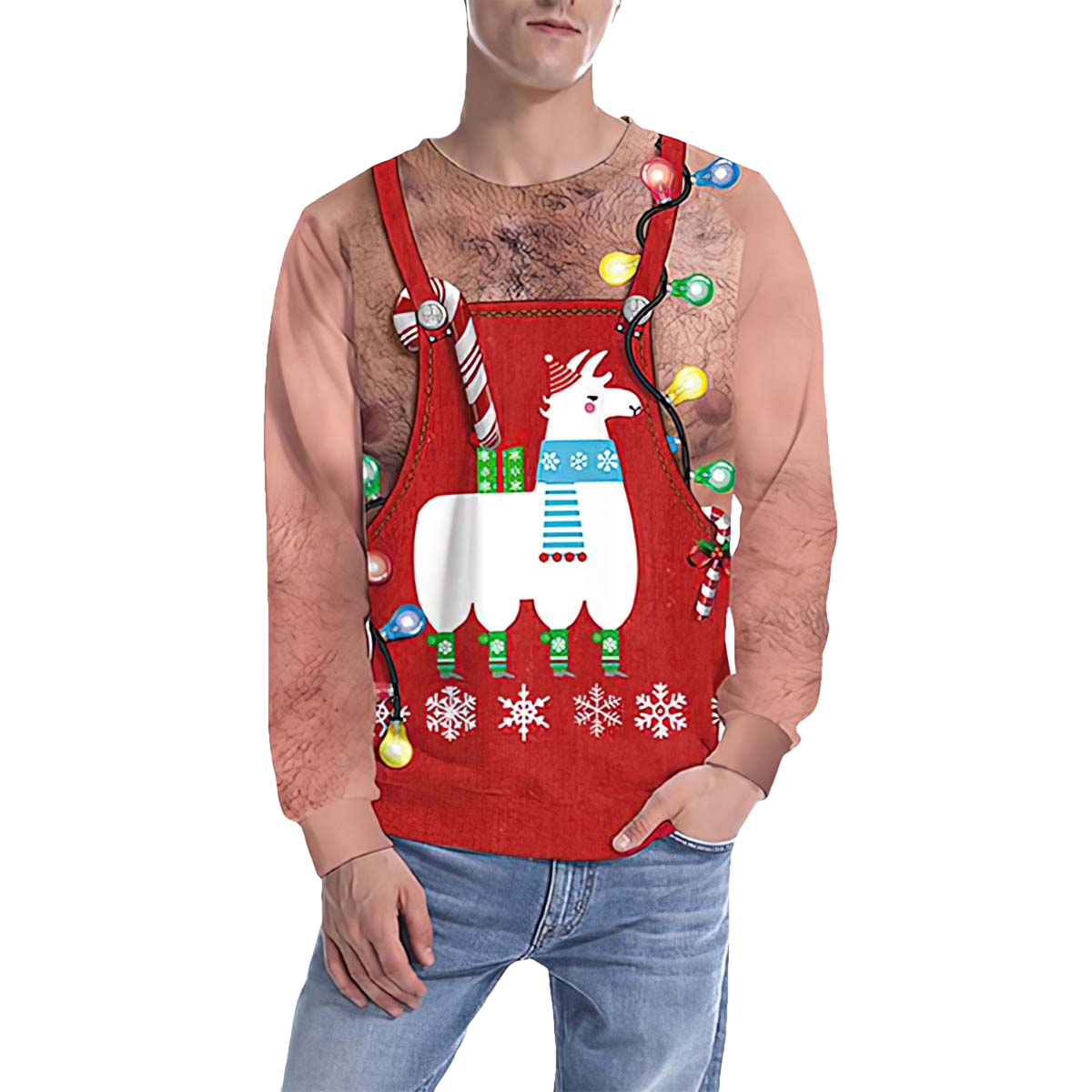 Llama Red Apron Costume Ugly Christmas Sweater - Moonbestprint