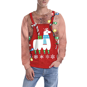 Llama Red Apron Costume Ugly Christmas Sweater - Moonbestprint