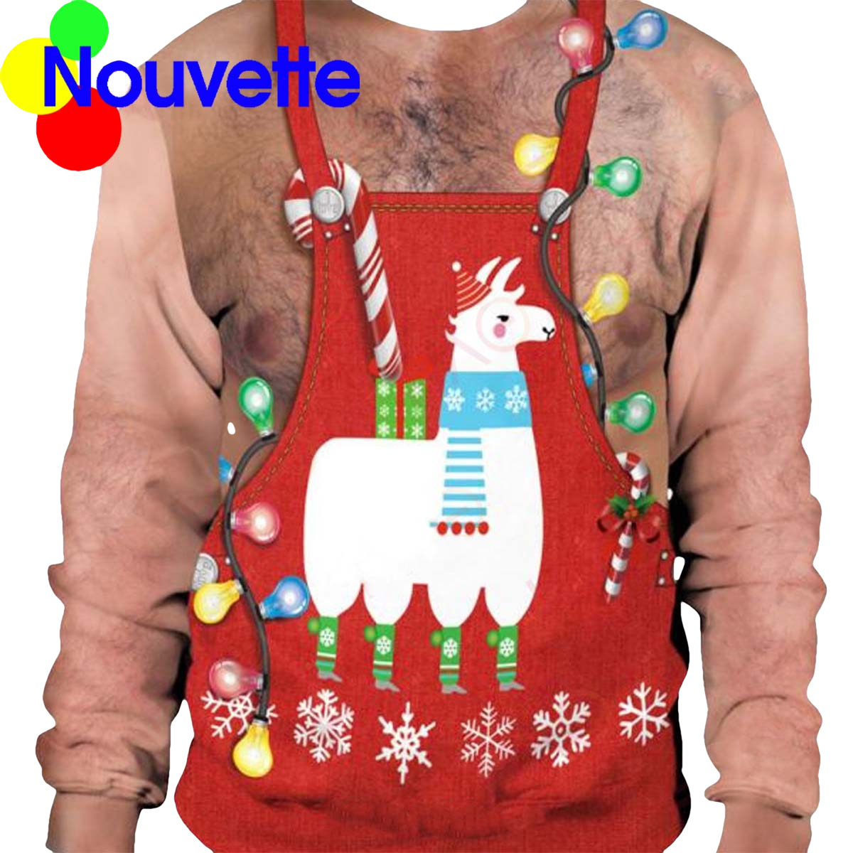 Llama Red Apron Costume Ugly Christmas Sweater - Moonbestprint
