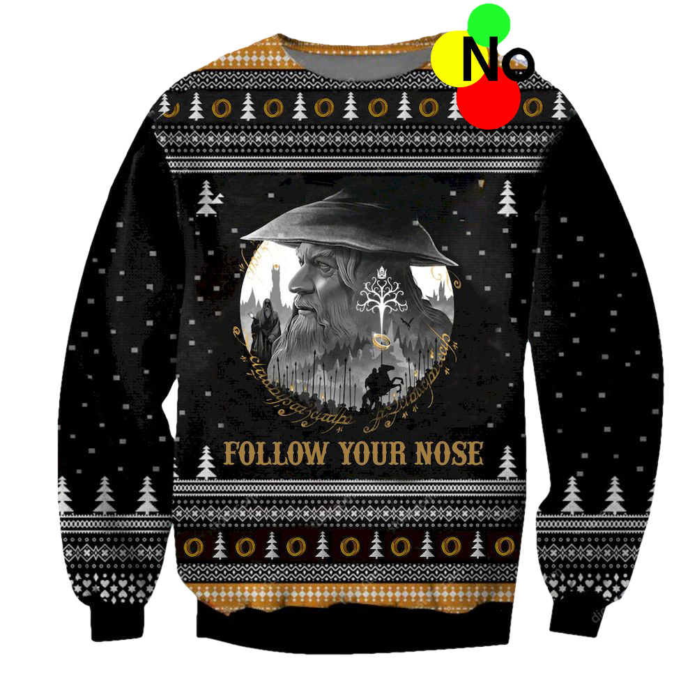 Follow Your Nose Ugly Christmas Sweater - Moonbestprint