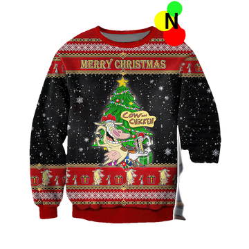 Cow And Chicken Ugly Christmas Sweater - Moonbestprint