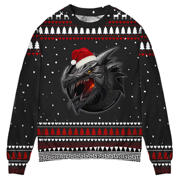 Dragon Black Ugly Christmas Sweater - Moonbestprint