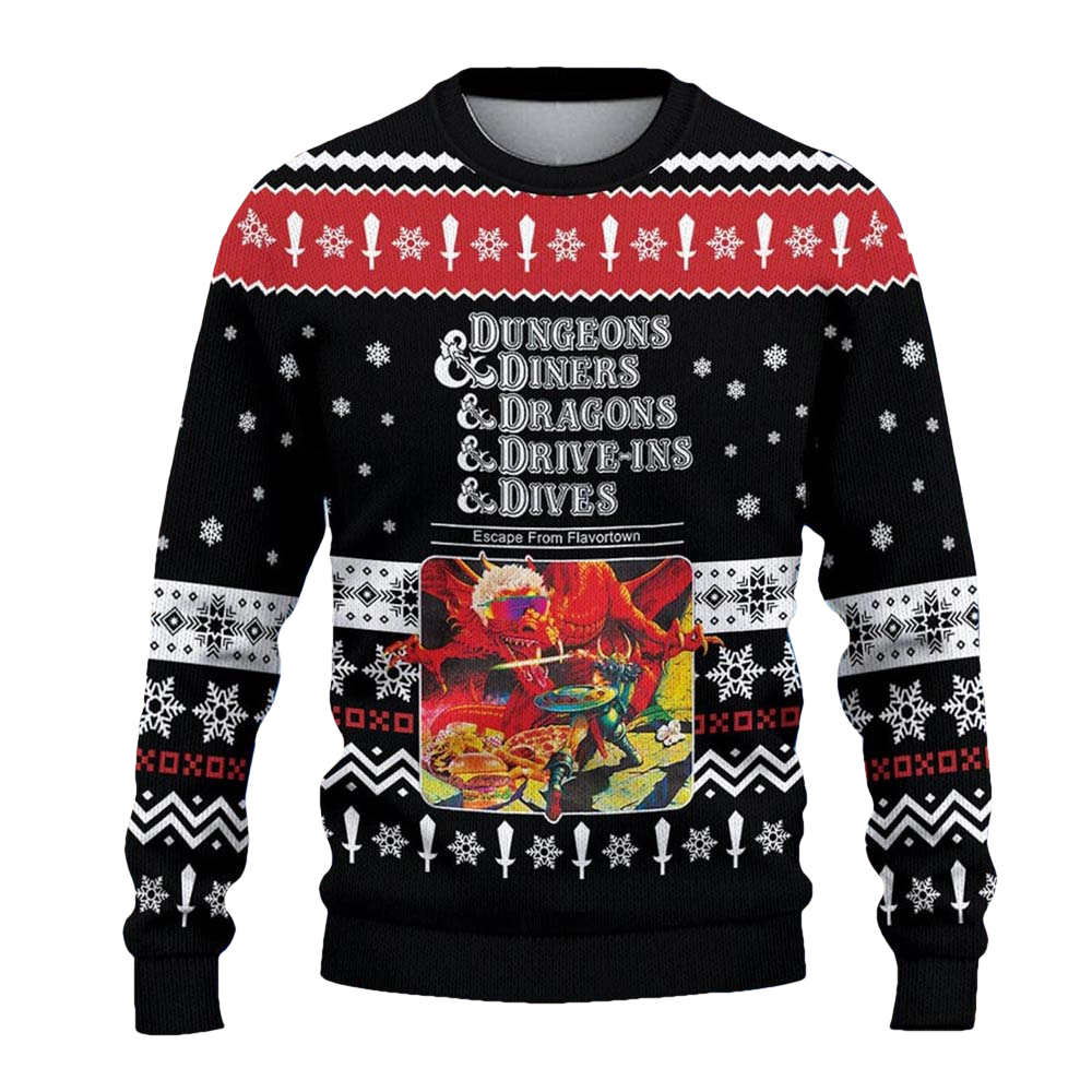 Dungeons Diners Dragons Drive Ins Dives Christmas Sweater - Moonbestprint