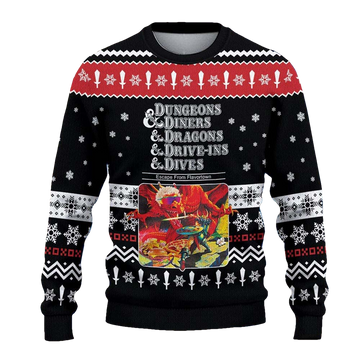 Dungeons Diners Dragons Drive Ins Dives Christmas Sweater - Moonbestprint