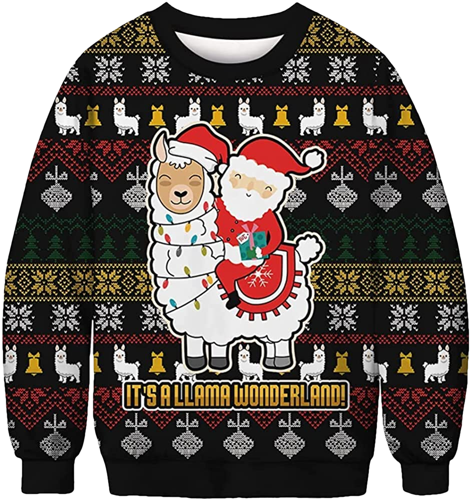 Santa It'S A Llama Wonderland Christmas Sweater - Moonbestprint