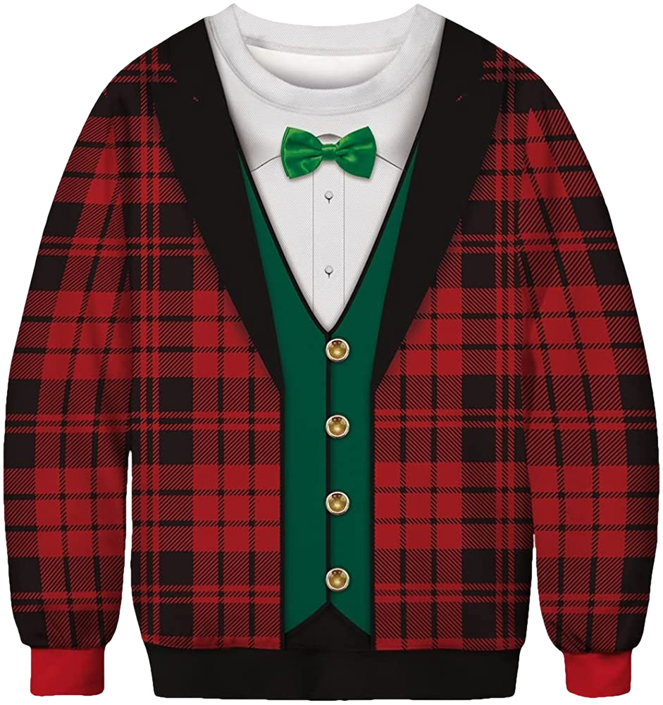 Plaid Party Suit Christmas Sweater - Moonbestprint