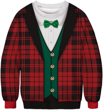 Plaid Party Suit Christmas Sweater - Moonbestprint