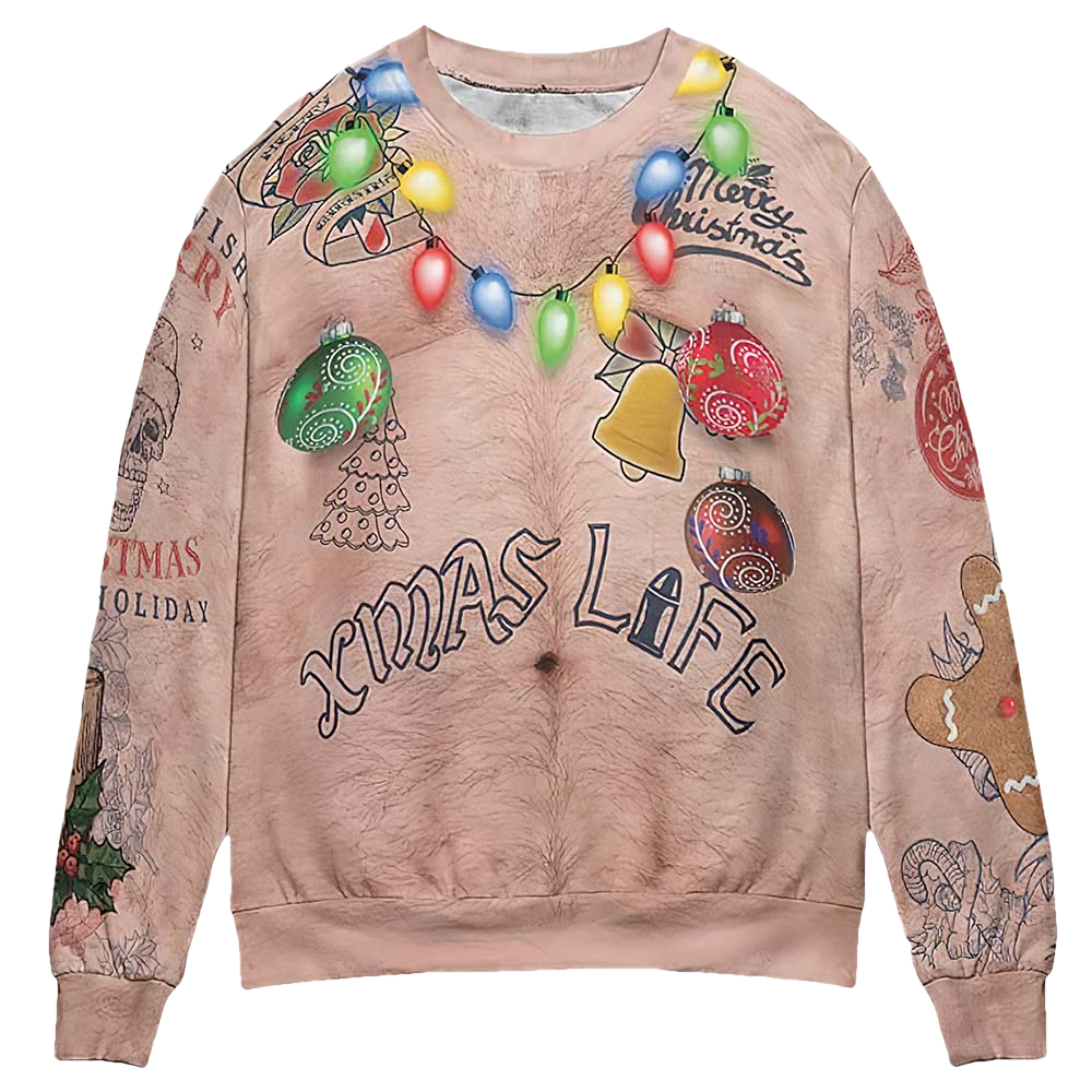 Hairy Belly Xmas Life Christmas Sweater - Moonbestprint