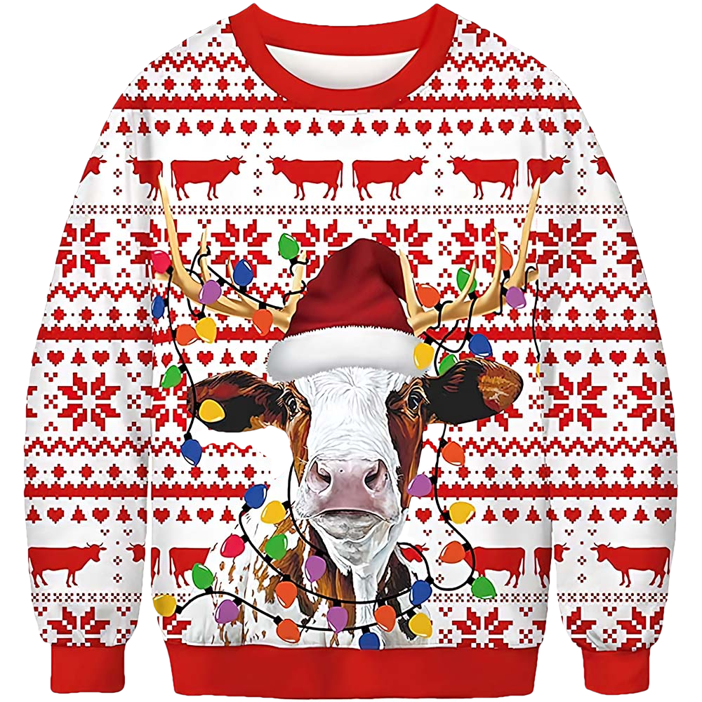 Cow Reindeer Christmas Sweater - Moonbestprint