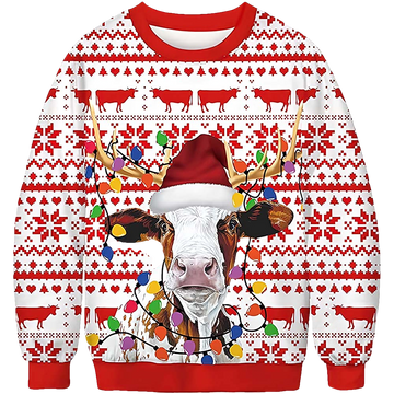 Cow Reindeer Christmas Sweater - Moonbestprint