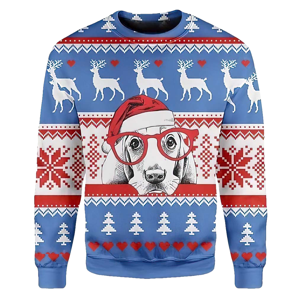 Adorable Dog With Glasses Christmas Sweater - Moonbestprint
