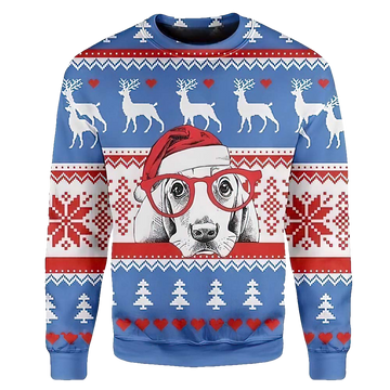 Adorable Dog With Glasses Christmas Sweater - Moonbestprint