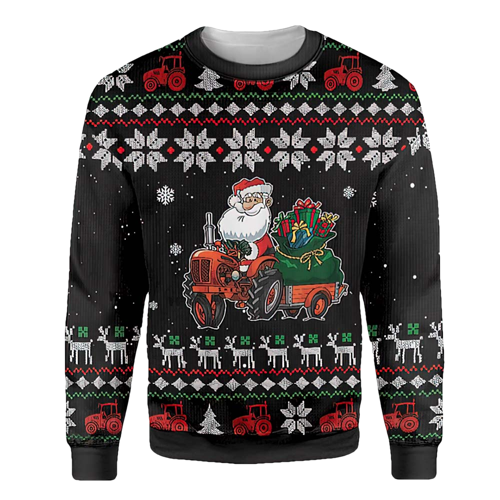Santa Claus Farm Tractor Christmas Sweater - Moonbestprint