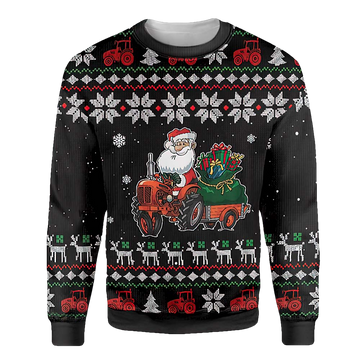 Santa Claus Farm Tractor Christmas Sweater - Moonbestprint