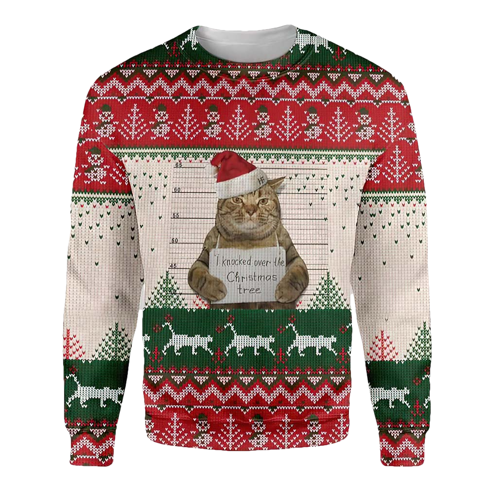 Cat Prisoner I Knocked Over The Tree Christmas Sweater - Moonbestprint