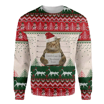 Cat Prisoner I Knocked Over The Tree Christmas Sweater - Moonbestprint