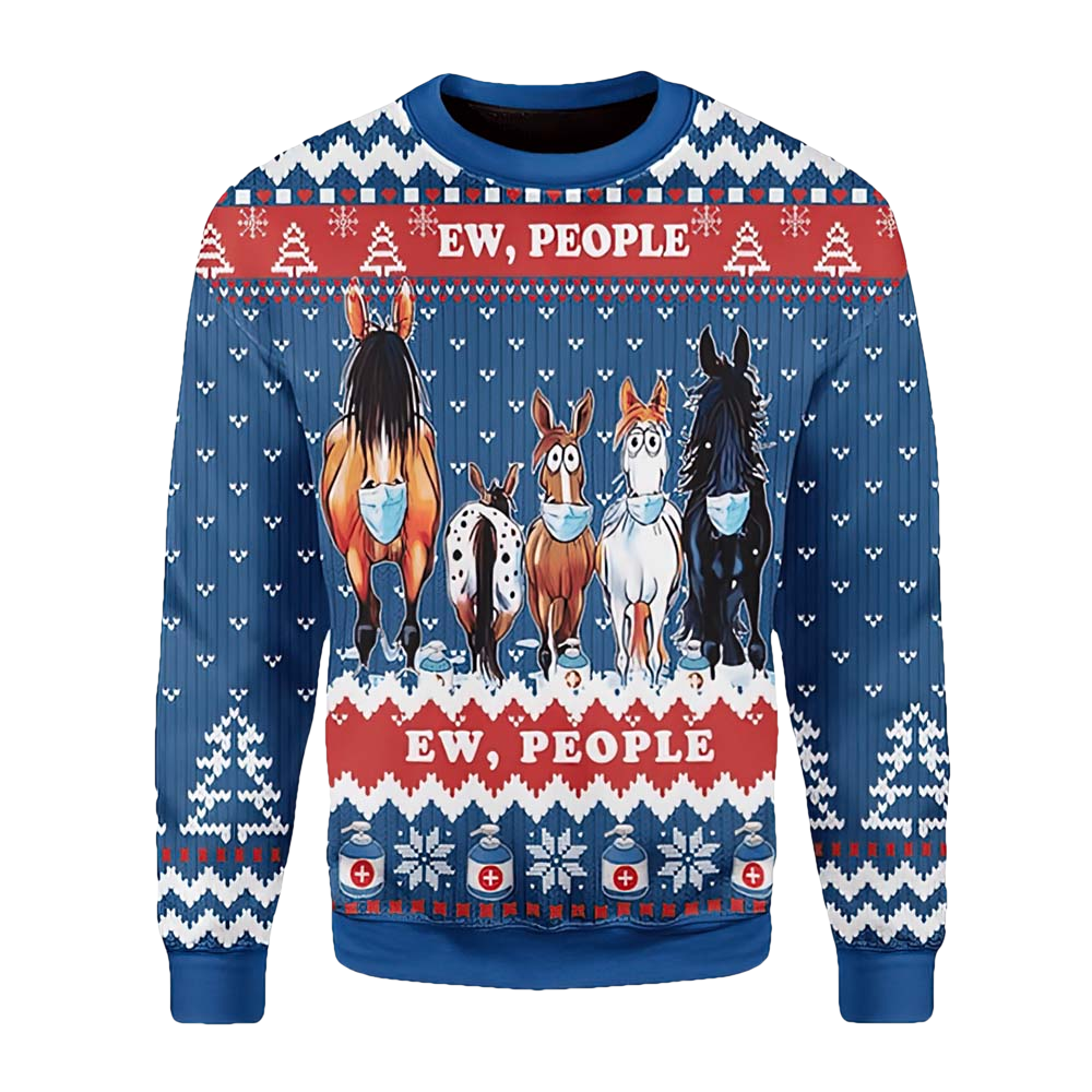 Ew People Horses Christmas Sweater - Moonbestprint
