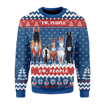 Ew People Horses Christmas Sweater - Moonbestprint