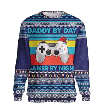 Daddy By Day Gamer By Night Christmas Sweater - Moonbestprint