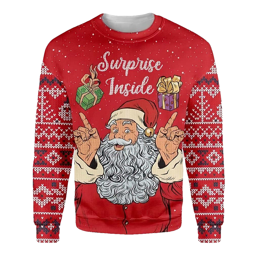 Santa Claus Surprise Inside Christmas Sweater - Moonbestprint