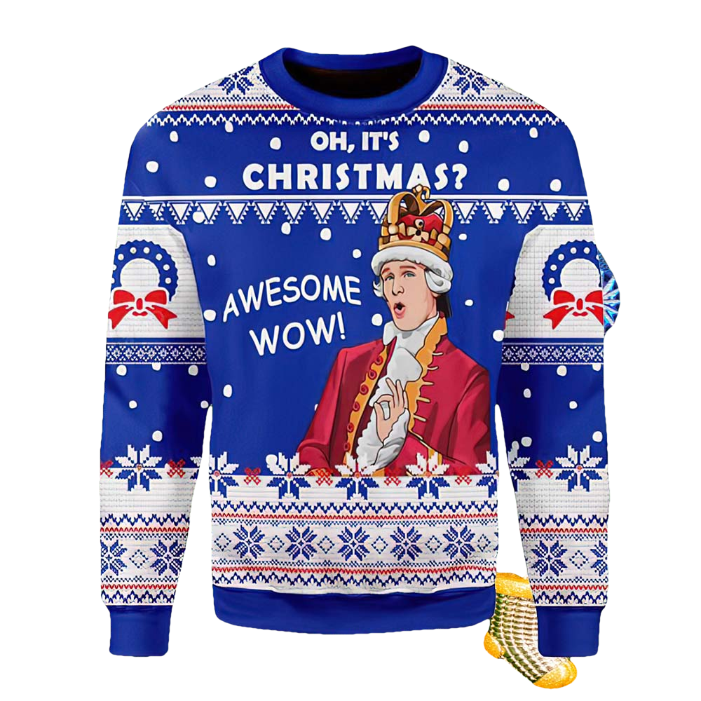 King George Oh It'S Christmas Awesome Wow Sweater - Moonbestprint