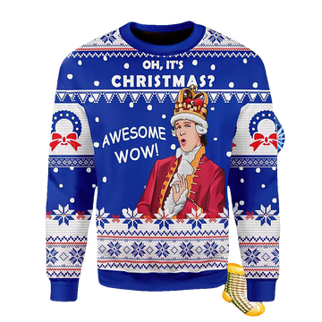 King George Oh It'S Christmas Awesome Wow Sweater - Moonbestprint
