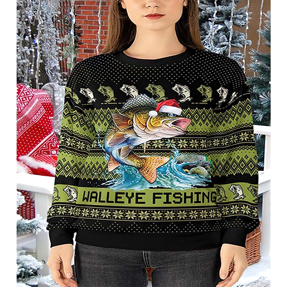 Walleye Fishing Christmas Sweater - Moonbestprint