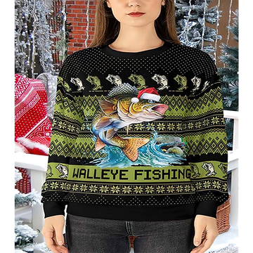 Walleye Fishing Christmas Sweater - Moonbestprint