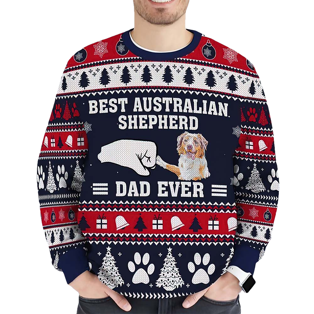 Best Australian Shephred Dad Ever Christmas Sweater - Moonbestprint