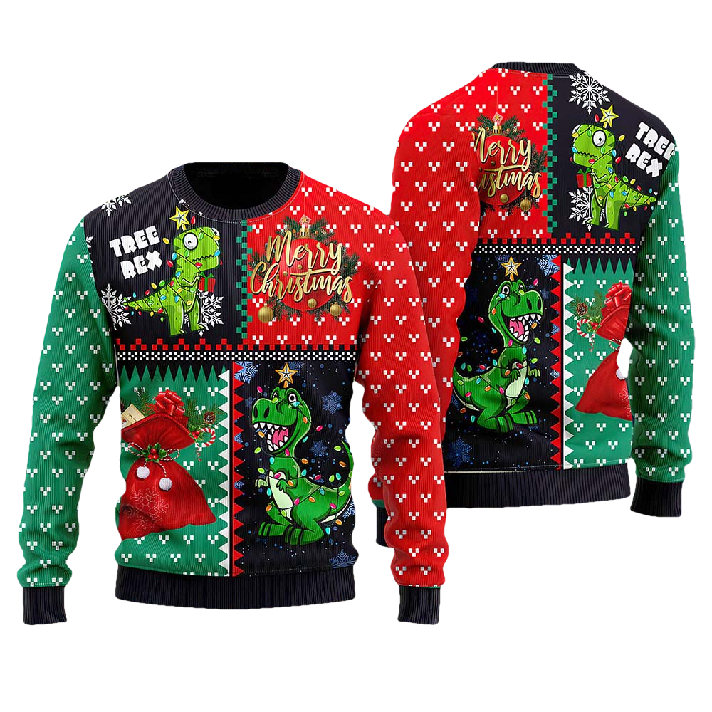 Tree-Rex Merry Christmas Sweater - Moonbestprint