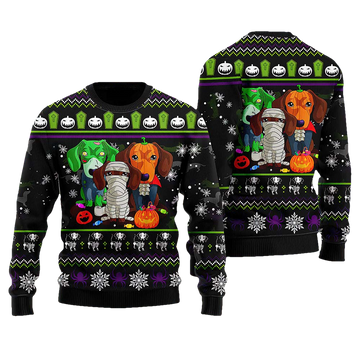 Scary Dachshund Zombie Ugly Christmas Sweater - Moonbestprint