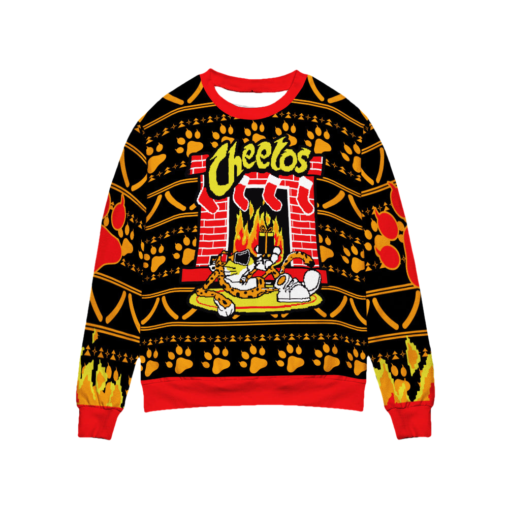 Cheetos Chester Cheetah Fireplace Christmas Sweater - Moonbestprint