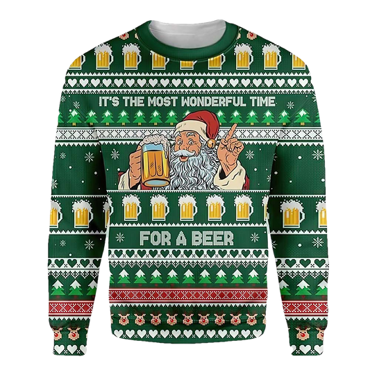 Santa It'S The Most Wonderful Time For A Beer Christmas Sweater - Moonbestprint